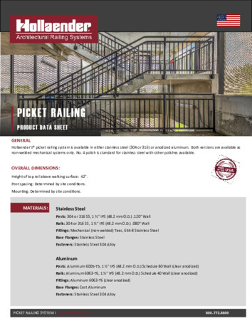 Picket Railing Product Data Sheet
